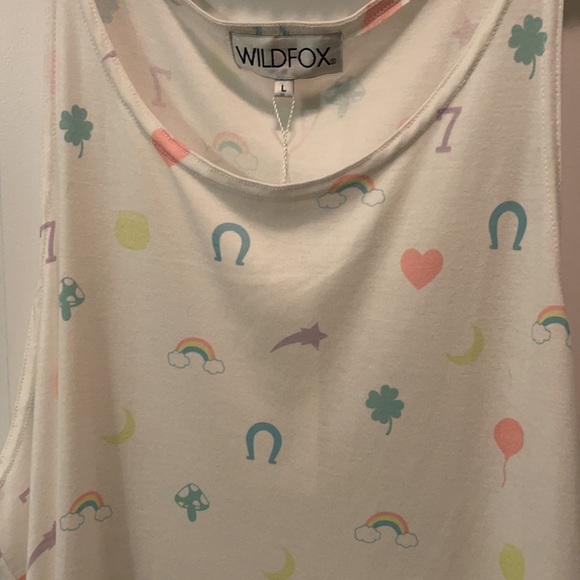 WILDFOX | RARE RAINBOW CHARM LUCKY OVERSIZED TANK LARGE NWT - Picture 4 of 8